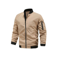 Light & trendy men's bomber jacket with zipper – Jaron-Khaki-M-State of Style