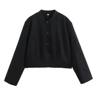Light women's bomber jacket for summer – Casual chic with stand-up collar-Black-S-State of Style