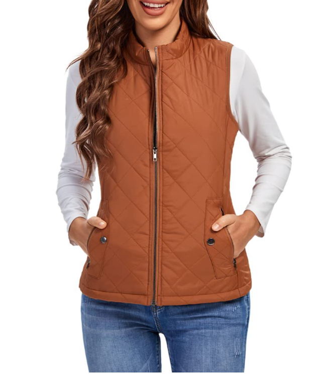 Lightly Padded Stylish Women’s Gilet - Lara-Khaki-S-State of Style