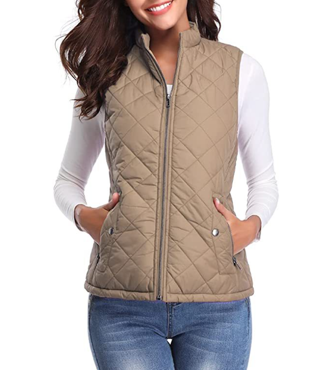 Lightly Padded Stylish Women’s Gilet - Lara-Light Coffee-S-State of Style