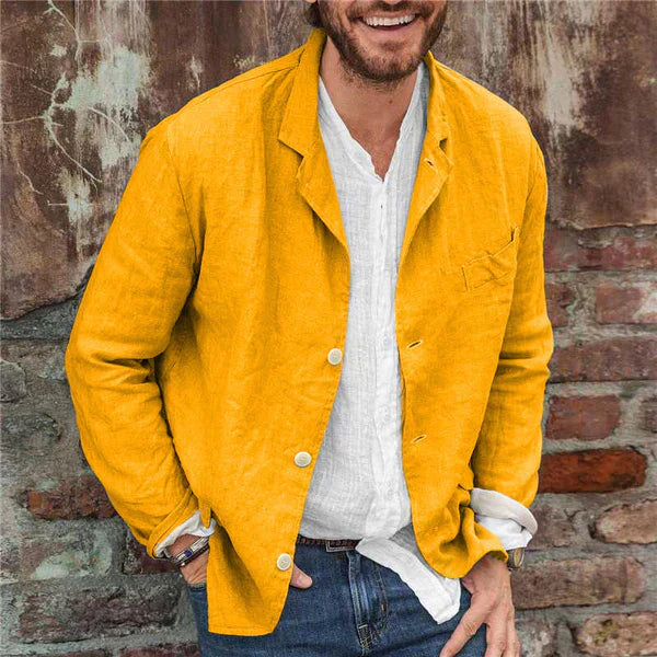 Lightweight cotton-linen men's jacket – Lennart-Khaki-S-State of Style