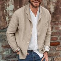 Lightweight cotton-linen men's jacket – Lennart-Khaki-S-State of Style