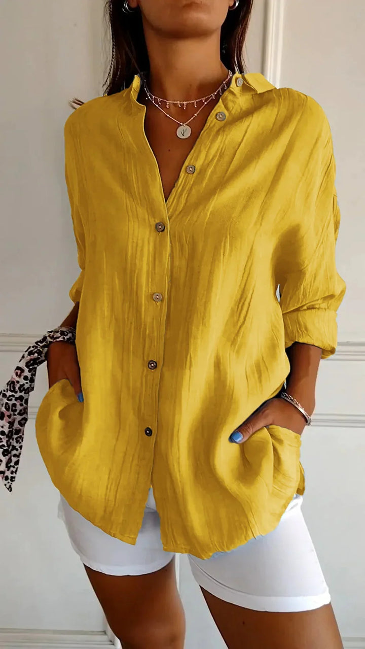 Lightweight Ladies Blouse - Elodie-Yellow-S-State of Style
