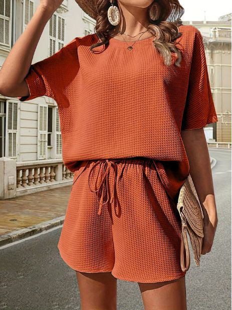 Lightweight Ladies Summer Set with Top and Shorts – Ninae-Brown-S-State of Style