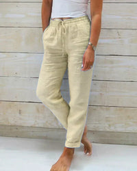 Lightweight Linen Pants for Women - Hannah-Beige-XS-State of Style