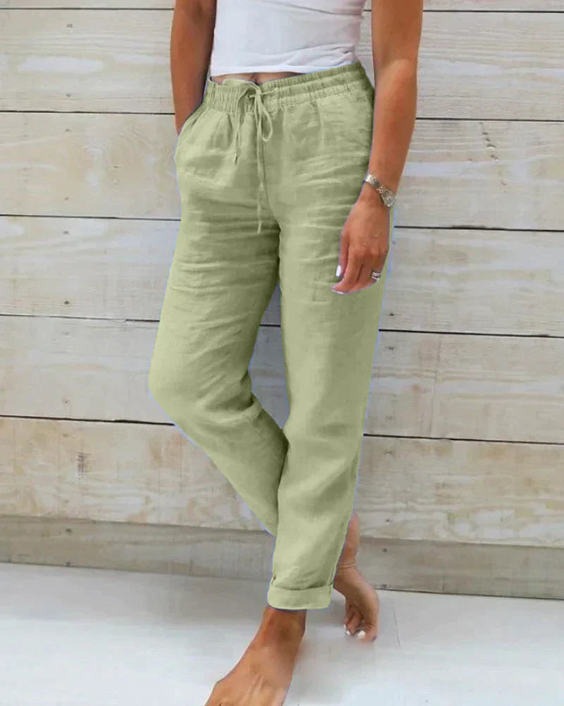 Lightweight Linen Pants for Women - Hannah-Green-XS-State of Style