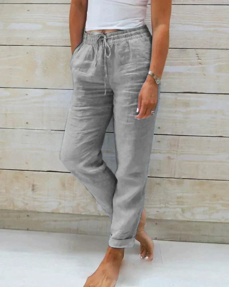 Lightweight Linen Pants for Women - Hannah-Grey-XS-State of Style