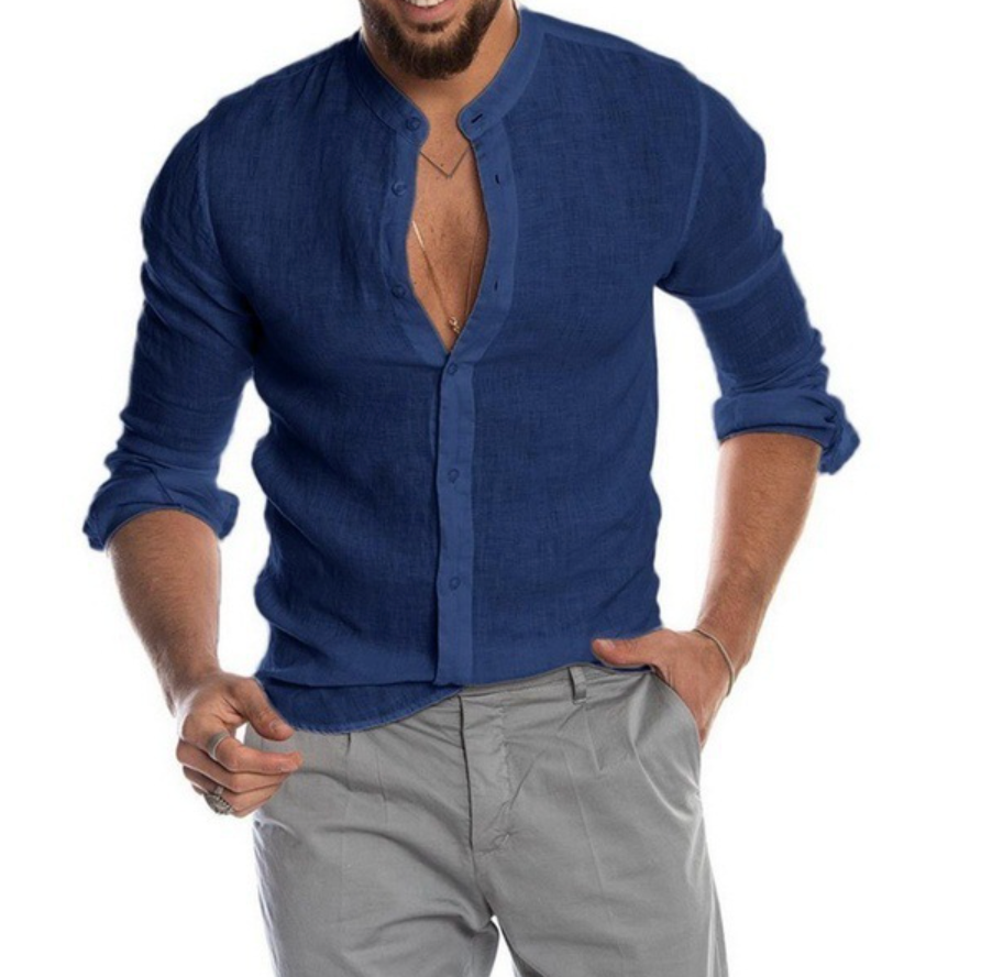 Lightweight Linen Shirt for Men - Arlo-Blue-S-State of Style