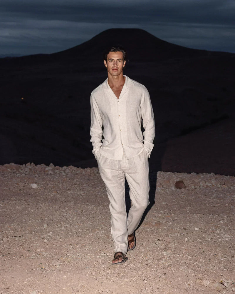 Lightweight linen summer set for men with Cuban collar – Edward-S-State of Style