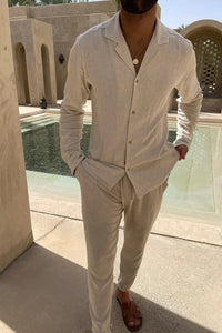 Lightweight linen summer set for men with Cuban collar – Edward-S-State of Style
