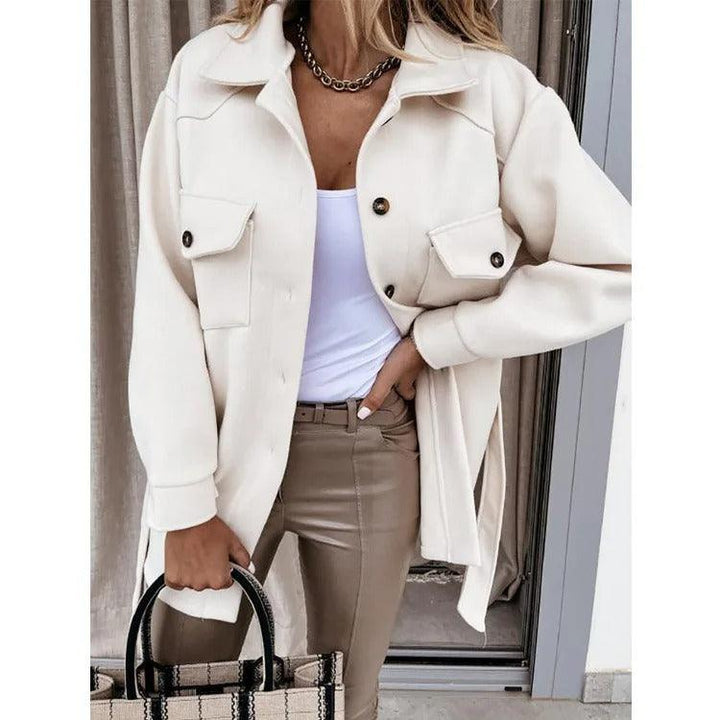 Lightweight Long Wool Summer Coat - Isabella-White-XS-State of Style