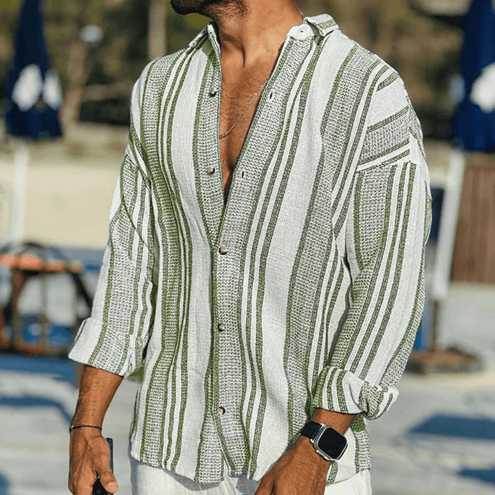 Lightweight men's summer shirt with button placket – Elias-Green-S-State of Style