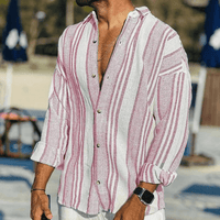 Lightweight men's summer shirt with button placket – Elias-Pink-S-State of Style