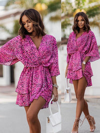 Lightweight Mini Dress - Elara-Orange/Pink-S-State of Style