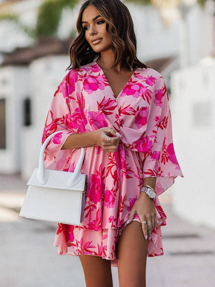 Lightweight Mini Dress - Elara-Pink-S-State of Style