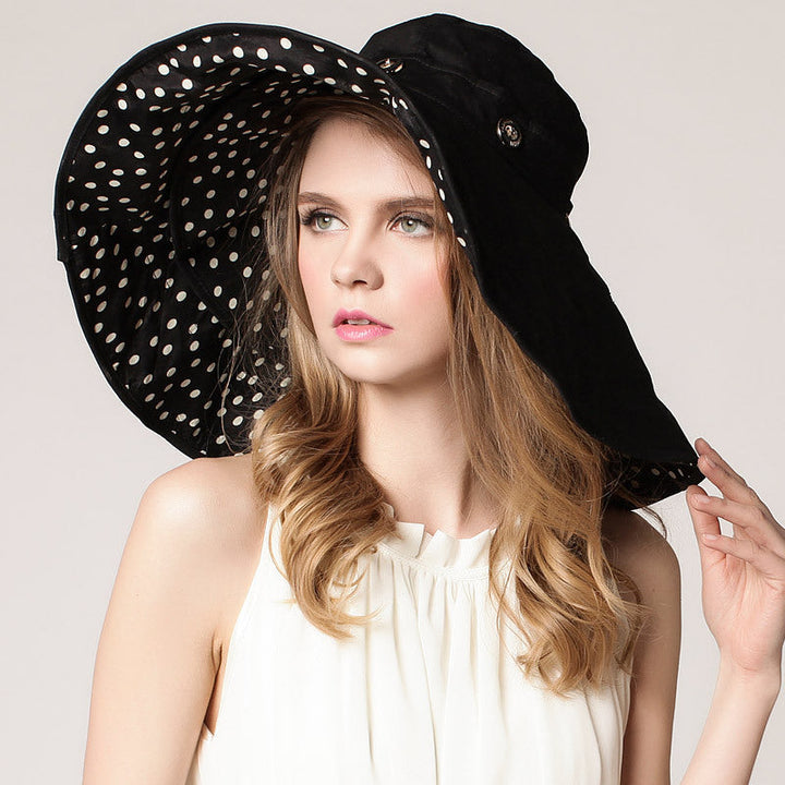 Lightweight, sun-resistant women's beach hat with a wide brim – Cleofa-Black-State of Style