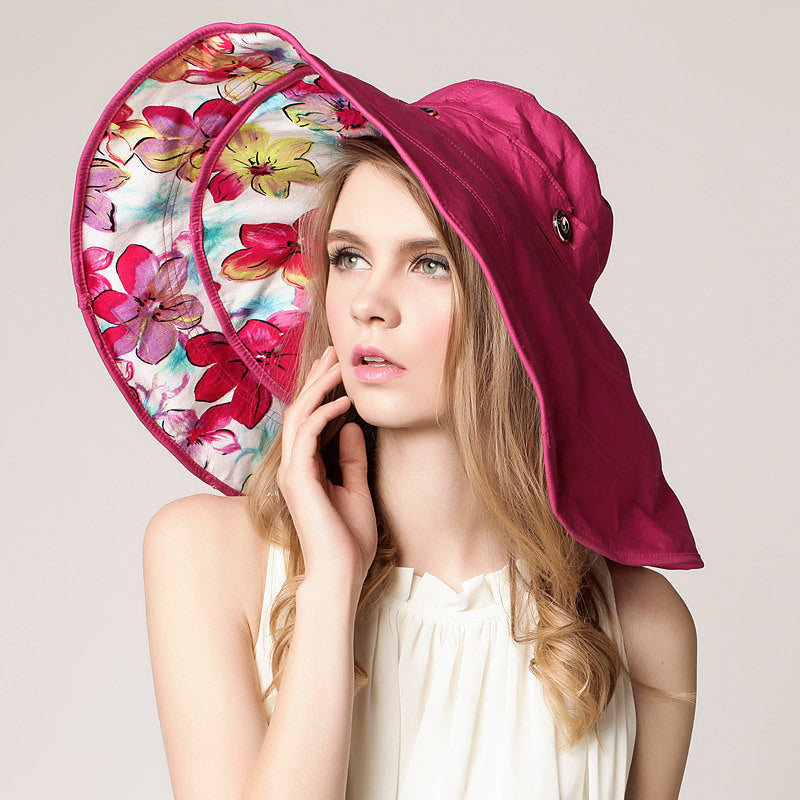 Lightweight, sun-resistant women's beach hat with a wide brim – Cleofa-Red-State of Style