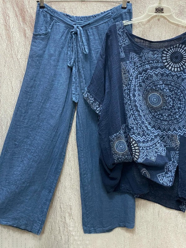 Lightweight Two-Piece Ladies Summer Set - Yara-Blue-S-State of Style