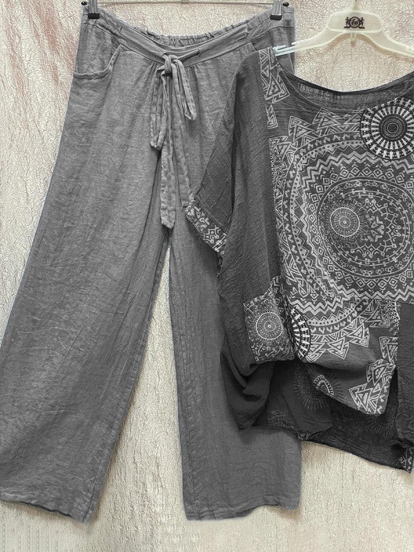 Lightweight Two-Piece Ladies Summer Set - Yara-Grey-S-State of Style