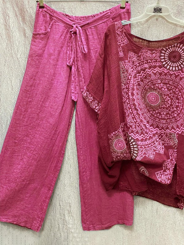 Lightweight Two-Piece Ladies Summer Set - Yara-Pink-S-State of Style