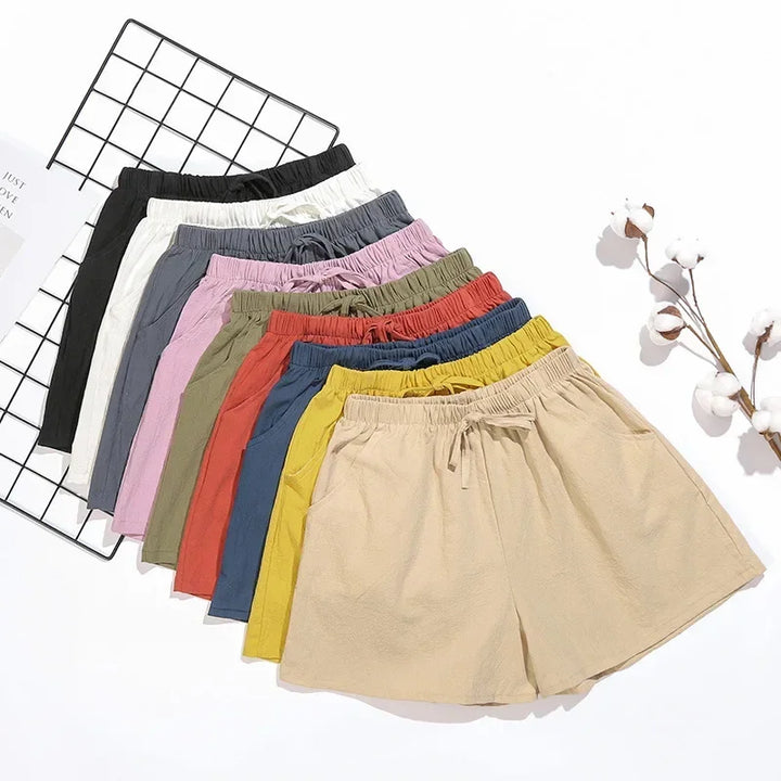Lightweight Women’s Linen Shorts with High Waist and Sporty Fit – Fenja-Apple green-S-State of Style