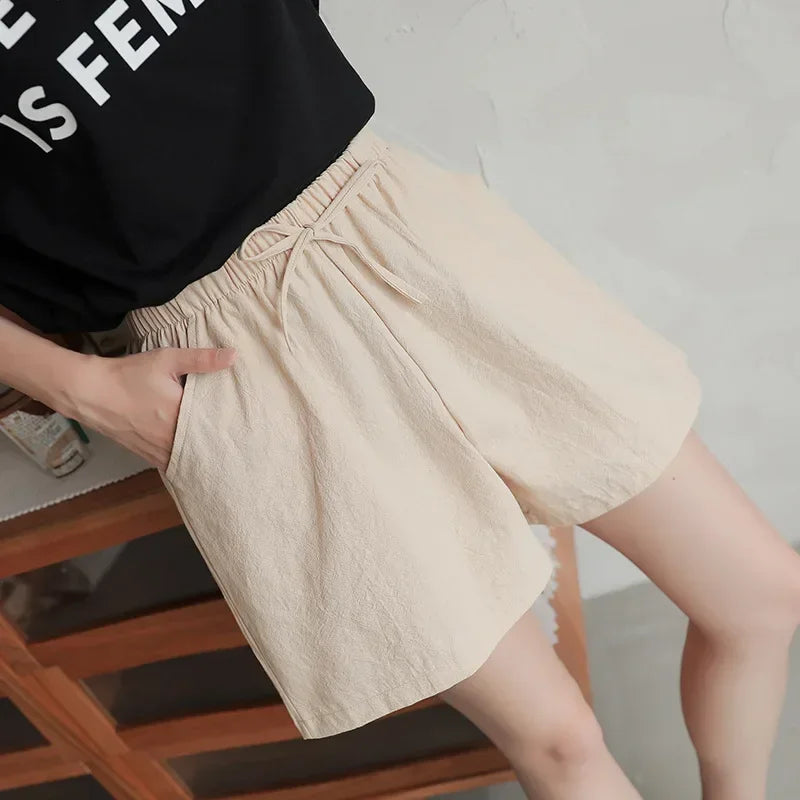 Lightweight Women’s Linen Shorts with High Waist and Sporty Fit – Fenja-Apple green-S-State of Style
