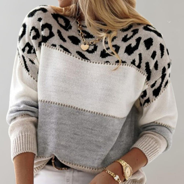 Lilly - Warm Leopard Print Sweater for Women-Beige-S-State of Style