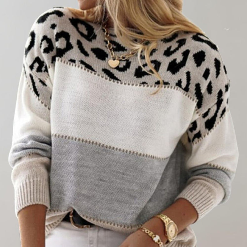 Lilly - Warm Leopard Print Sweater for Women-Beige-S-State of Style