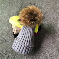 LimasHat | Knitted Women's Hat | Warm Winter Beanie-Black with fur-Children's size-State of Style