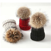 LimasHat | Knitted Women's Hat | Warm Winter Beanie-Black with fur-Children's size-State of Style