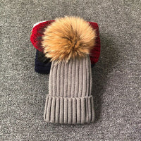 LimasHat | Knitted Women's Hat | Warm Winter Beanie-Grey with fur-Children's size-State of Style