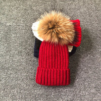 LimasHat | Knitted Women's Hat | Warm Winter Beanie-Wine Red with fur-Children's size-State of Style