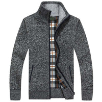 Lined Knitted Zip-Up Jacket for Men - Victor-Dark Grey-M-State of Style