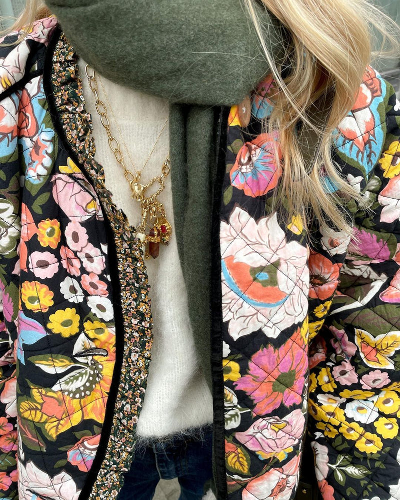 Lined Ladies Jacket with Floral Print - Aurora-S-State of Style