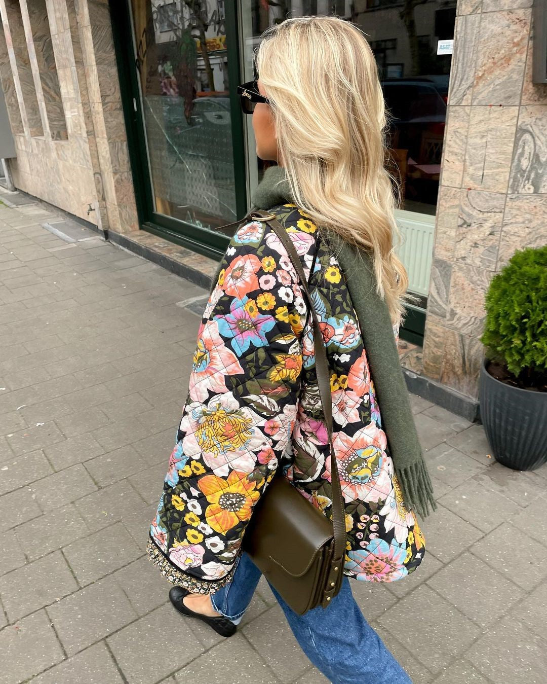 Lined Ladies Jacket with Floral Print - Aurora-S-State of Style