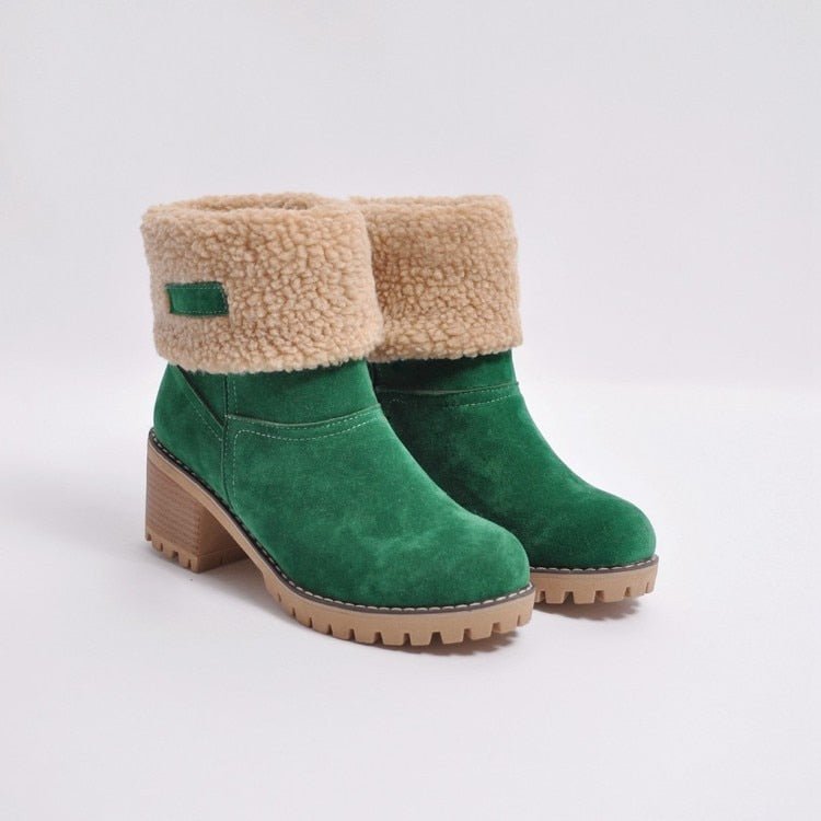 Lined Winter Boots with Heel - Sophia Winter Boots-Green-3.0-State of Style
