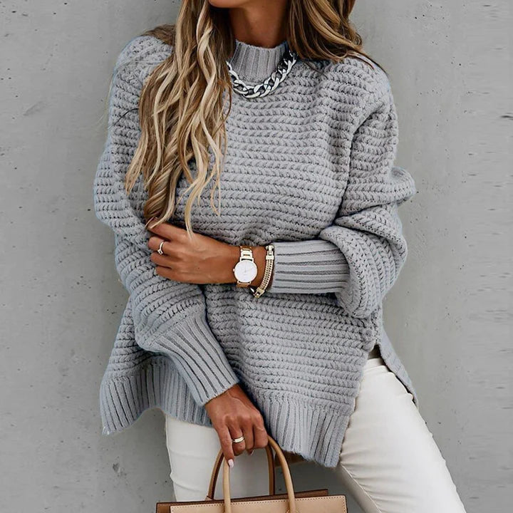 LinekkesShirt | Knitted Sweatshirt for Women | Cosy Casual Pullover-Grey-S-State of Style