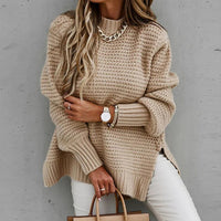LinekkesShirt | Knitted Sweatshirt for Women | Cosy Casual Pullover-Khaki-S-State of Style