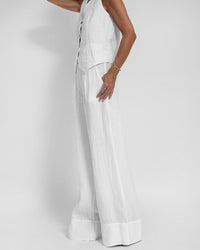 Linen 2-Piece Set with Wide Trousers and Jacket – Alma-Black-S-State of Style