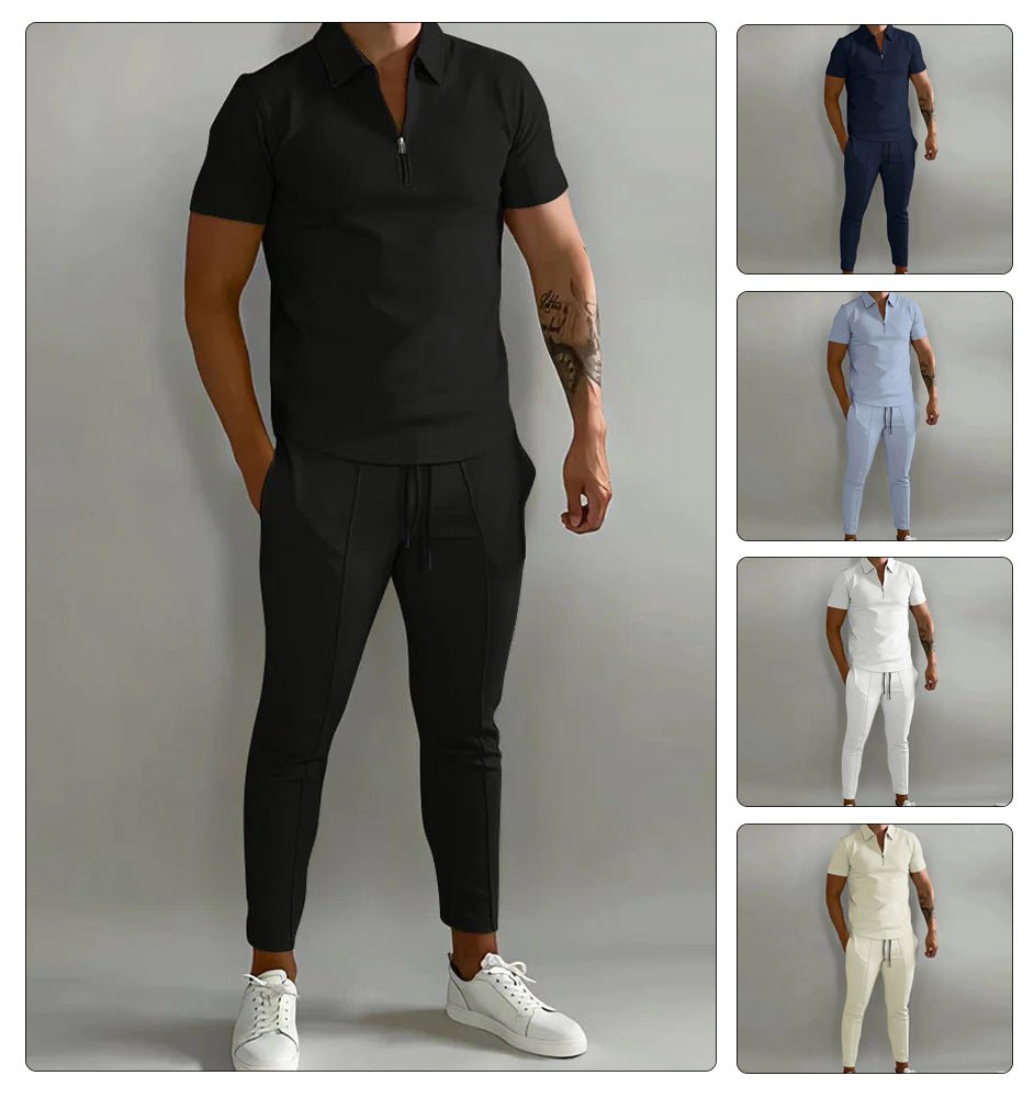 Linen shirt and trousers in men's set – Adrian-Black-S-State of Style