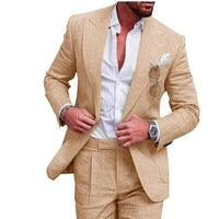 Linen Suit for Men - Felix-Beige-M-State of Style