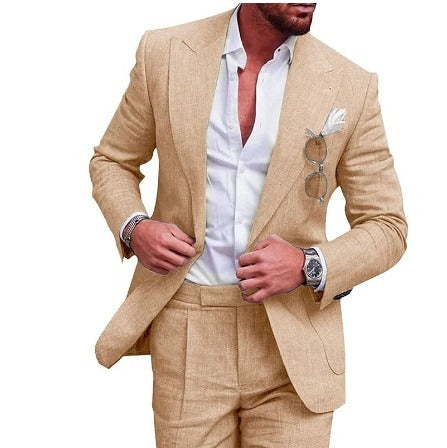 Linen Suit for Men - Felix-Beige-M-State of Style