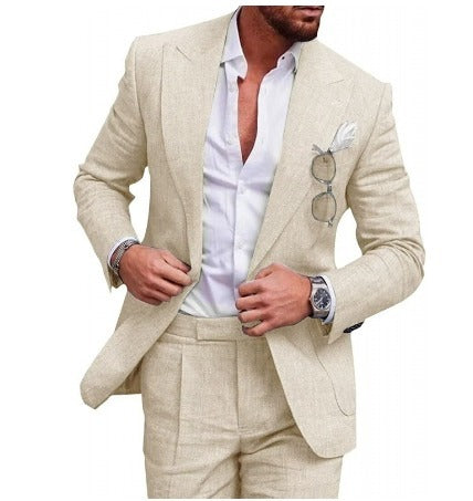 Linen Suit for Men - Felix-Champagne-M-State of Style