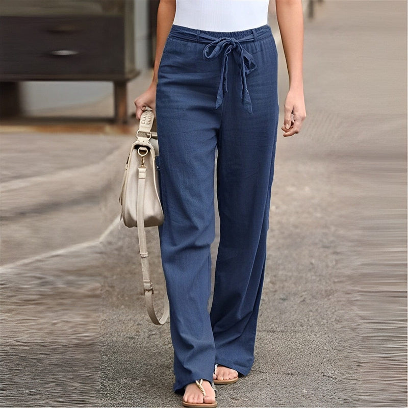 Linen Women's Trousers - Elise-Blue-S-State of Style
