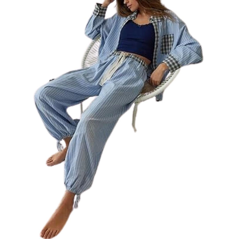 Liza Checkered Pyjama – Soft & Stylish Sleepwear for All Seasons-Blue-S-State of Style
