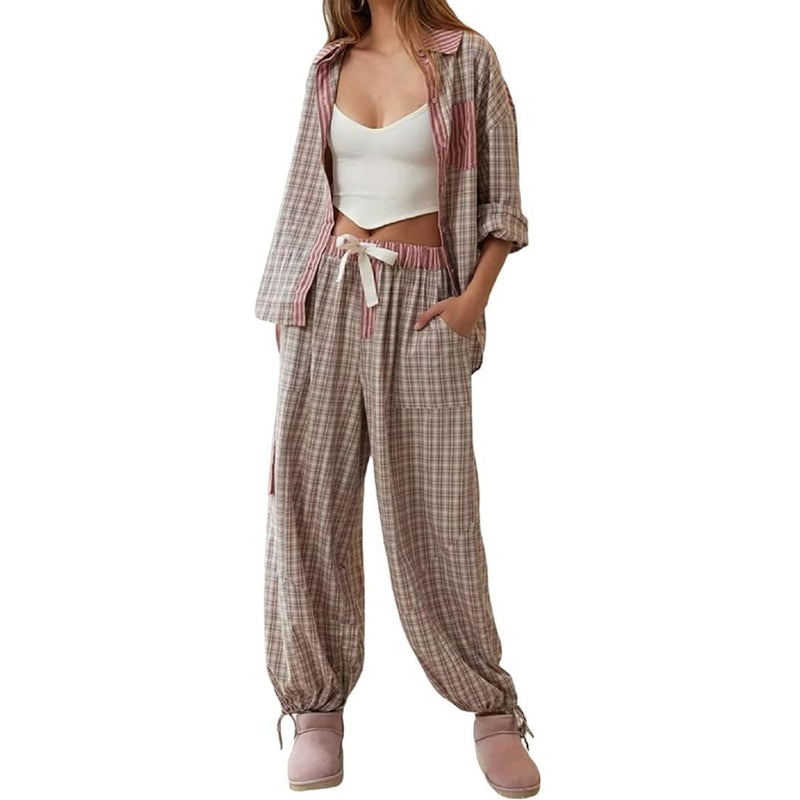 Liza Checkered Pyjama – Soft & Stylish Sleepwear for All Seasons-Red-S-State of Style
