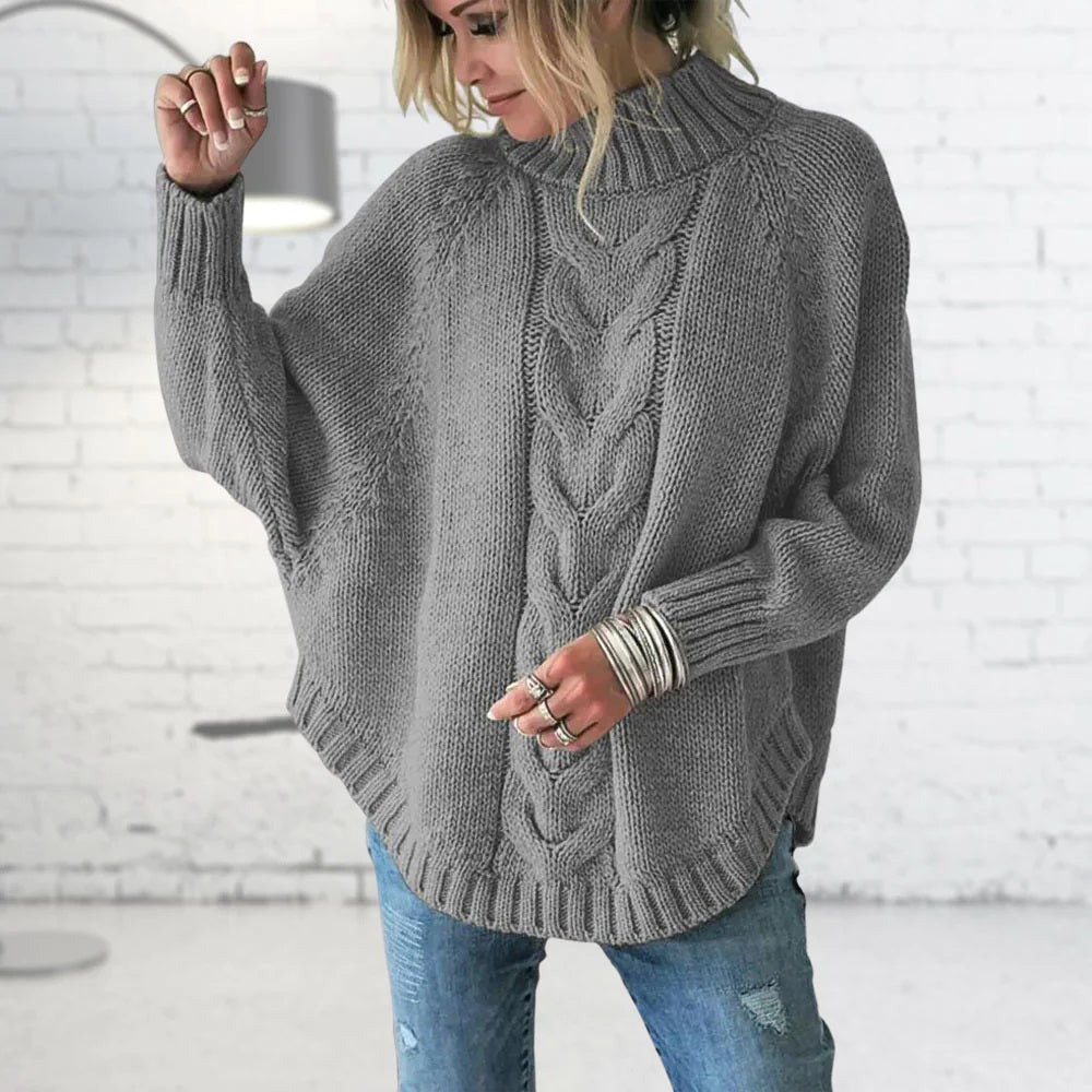 Long Coarse Knitted Women's Sweater - Elise-Grey-S-State of Style