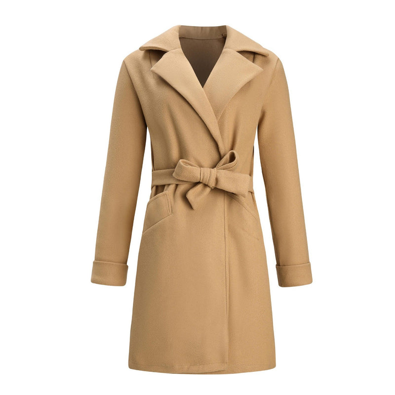 Long Double-Breasted Wool-Look Coat for Women - Elise-Black-S-State of Style