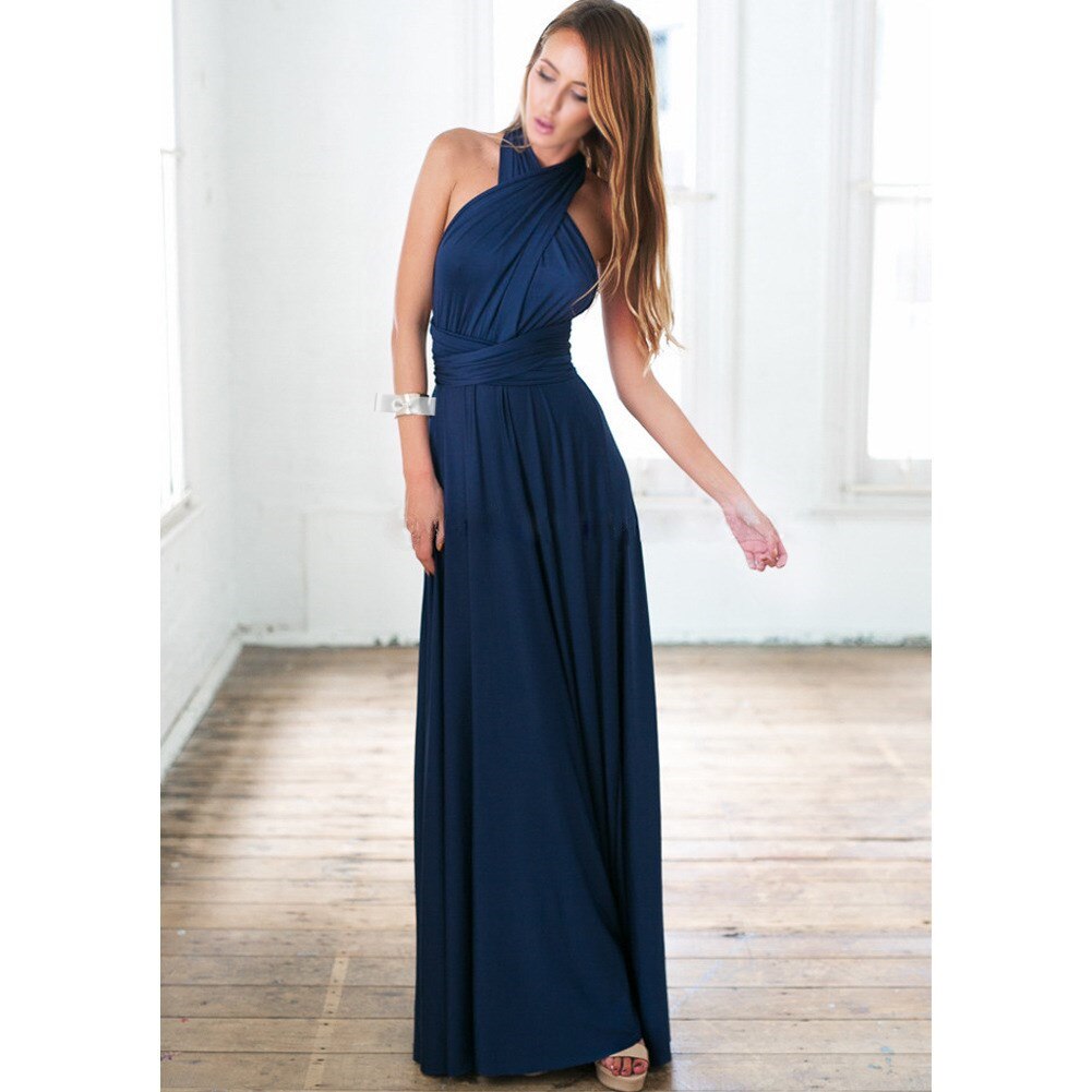 Long Dress with Multiple Styles for Different Looks - Eva-Blue-S-State of Style
