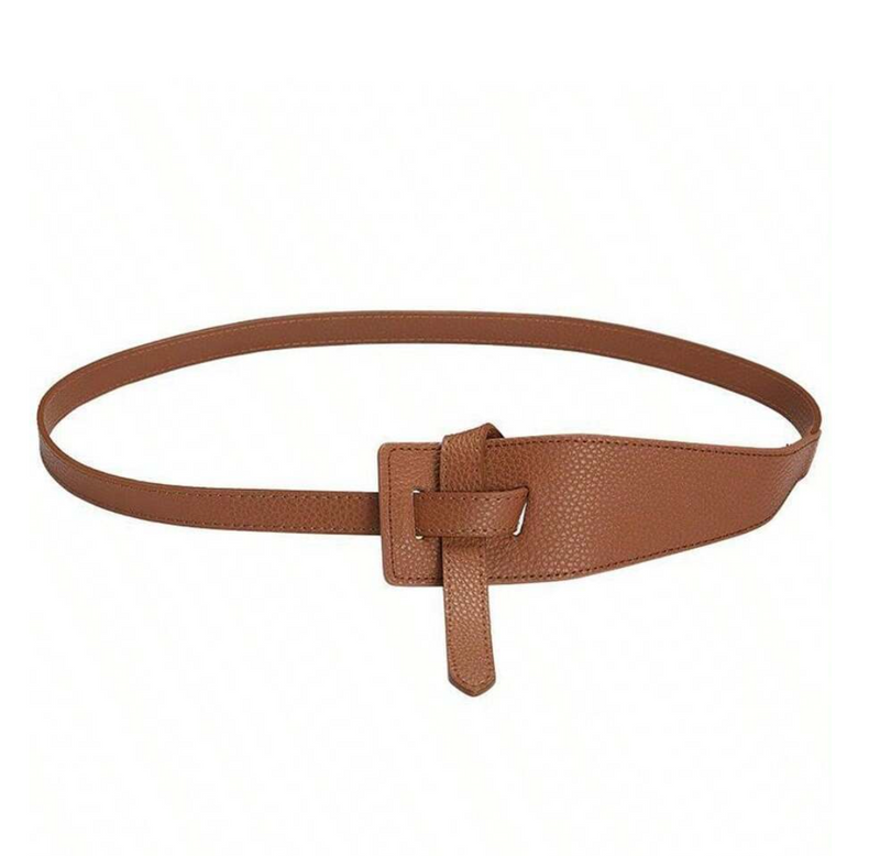 Long Knotted Leather Waist Belt-Brown-State of Style